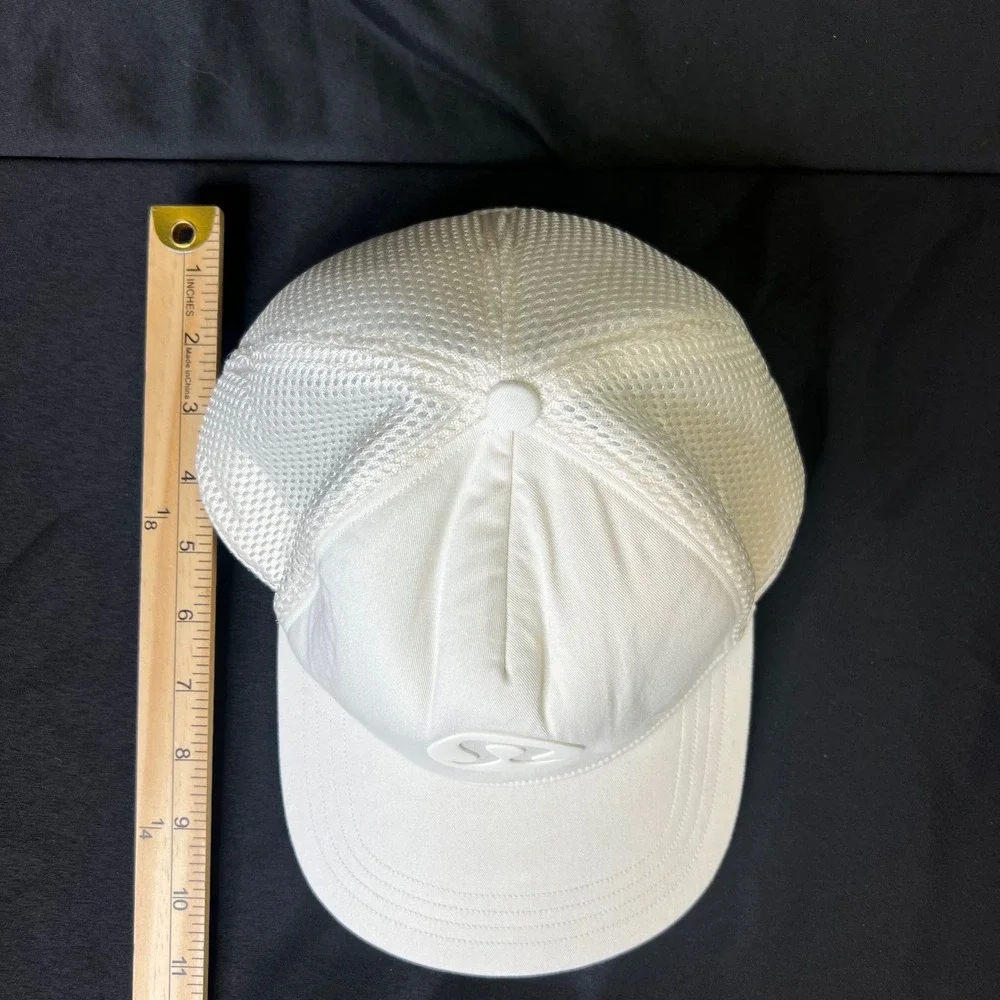 Lululemon Athletica L/XL White Mesh Back Trucker Hat Snapback Logo Cap